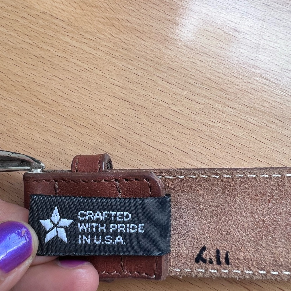 Brighton Brown Leather Belt with Silver Details 35 in - Picture 7 of 7